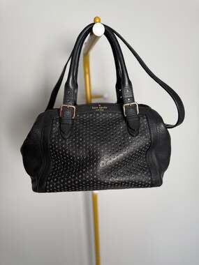 Kate Spade Black Mercer Isle Sloan Perforated Leather Satchel Crossbody Bag